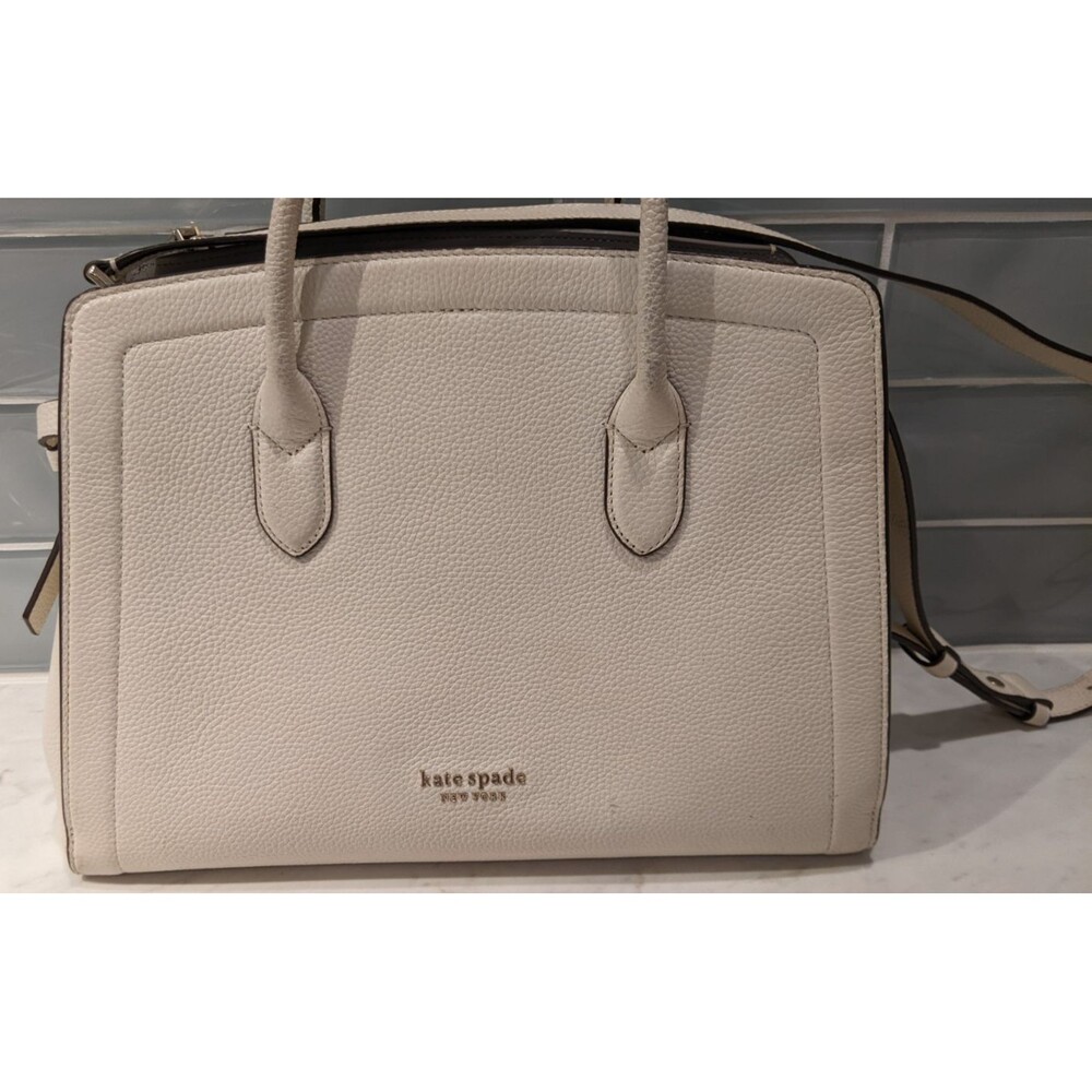 KATE SPADE Knott Large Satchel Off White Pebbled Leather - Picture 11 of 16